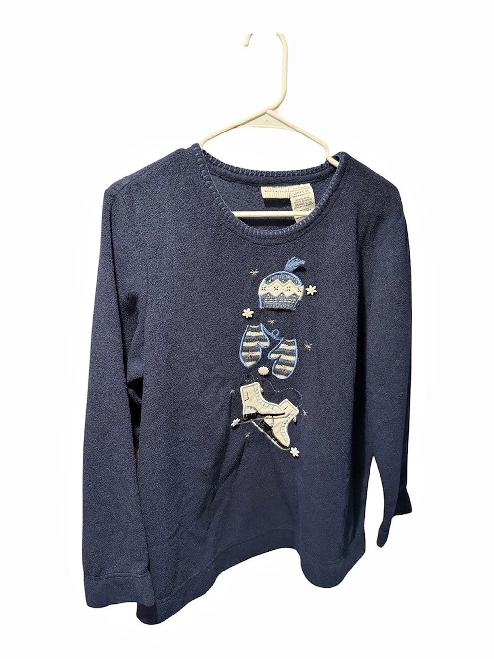 White Stag Navy Blue Fleece Winter Embroidered Sweatshirt Large 12/14